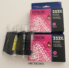 GENUINE OEM EPSON 252XL (2x Magenta) 252 (Yellow, Black, Magenta) Ink Cartridge picture