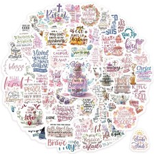 300pcs SLAPAFLIFE Inspirational Christian Stickers - Bible Verse Colorful picture