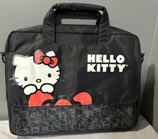 Rare Hello Kitty Black Laptop Computer Bag Travel Size 13”x16”x3”   free ahip picture