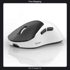 hunart H6 Wireless Mouse Bluetooth 2.4GHz Rechargeable 49g Black & White picture