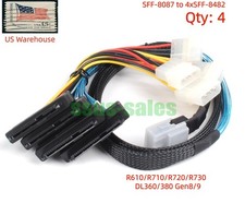 4PCS SFF-8087 to 4xSFF-8482 Cable with IDE 2.5/3.5-inch SAS Connectors 1M R710 picture