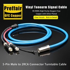 OFC Audio Silver Plated 5DIN Male to RCA Phono Tonearm Cable with U Ground Wire picture