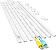 Cord Hider, 113in One-Cord Cable Raceways, W0.59in H0.4in, White picture