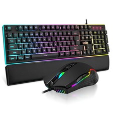 RedThunder K10 Wired Gaming Keyboard Mouse Wrist Rest RGB 7200 DPI Black picture