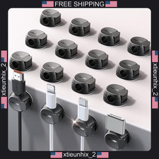 Cable Organizer Clips 16 Pack, Dual Spring & Clasp, Strong Adhesive, Black picture