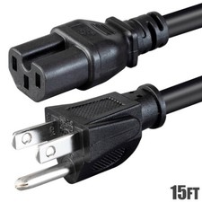 15FT Power Cable Cord NEMA 5-15P Male to IEC 60320 C15 Female 14/3 Gauge Black picture