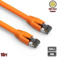 10FT CAT8 RJ45 Network LAN Ethernet S/FTP Cable Copper Wire 40Gbps 2GHz Orange picture