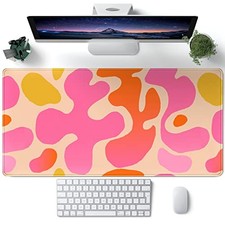 Pink Desk Mat Modern Abstract Large Mouse Pad XXL Cute Pink Desk Pad Keyboard Ma picture