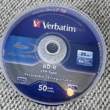 Verbatim 50-Pack BD-R LTH Recordable Blu-ray Disc 25gb 6x New Sealed picture