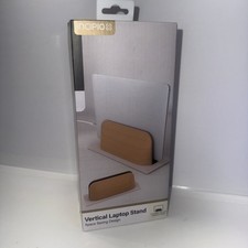 Incipio Vertical Laptop Stand Oak Wood Space Saving Desktop Holder Sealed Box picture