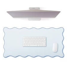 Scalloped Desk Mat Waterproof 23.6 x 13.8 Inches Blue picture