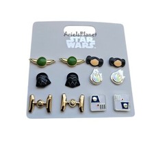 Disney Parks Star Wars Yoda Darth Vader Princess Leia Stud Earrings Set of 6 picture