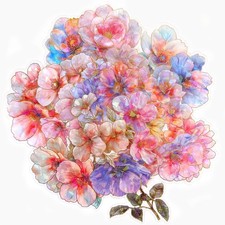 Ychsring Sparkly Flower Stickers - 30 Pcs Clear PET Glitter Nature Colorful  picture