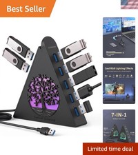 7-Port USB 3.0 Hub, Vertical USB Hub Splitter with RGB Lighting, 5Gbps High-S... picture