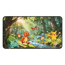 Forest Pikachu Charmander Squirtle Bulbasaur Mousepad, Nature Landscape Desk Mat picture