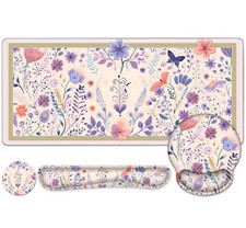 1 Set Black Florals Weeds Flower XXL Desk Mat Large Mouse Pad Wrist Rest Set picture