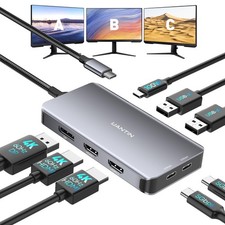USB C Docking Station Dual Monitor Adapter, Laptop Docking Station 3 Monitor ... picture