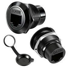 2 Pack RJ45 CAT6 Panel Mount Adapter Bulkhead Feed Thru Coupler with Waterpro... picture