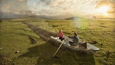 Landscape abstract boat field couple humor art Custom Gaming Mat Desk picture