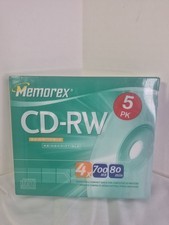 Memorex Pocket CD-RW 4x 210 MB 24-min. Blank Mini Discs 5 Pack Sealed 2005 NOS picture