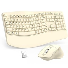 ULSOU Wireless Ergonomic Keyboard and Mouse Combo (Latte) picture