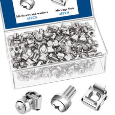 Sunxeke 45 Pack M6 x 16mm Rack Mount Screws,Cage Nuts for Rack Mount Server S... picture