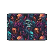 Neon Skull Pattern Desk Mat Gothic Skull Desk Pad Mousepad Colorful Desk Decor picture
