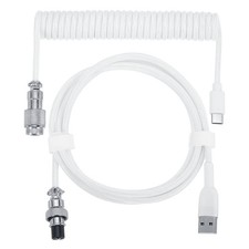 10 ft Coiled Keyboard Cable Type-C to USB Detachable Aviation Cable White picture