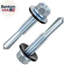 (300Pcs) #12X1-1/4 Extended Hexagonal Self-Tapping Zinc-Plated Screws with Rubbe picture