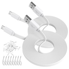 ANLINK 2 Pack 10FT/3M Flat Power Extension Cable for USB-C 2-Pack, White  picture