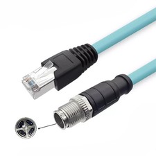 BOUUNCIY 3.28ft M12 8 Pin X Code Male to RJ45 High Flex 3.28ft, Blue  picture