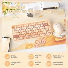 AJAZZ 308i 2.4G Wireless Keyboard Mouse Combo Cute Typewriter 84 Keys 75% Layout picture