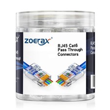 100-Pack RJ45 Cat6 Pass Through Connectors for Solid/Stranded UTP Cable picture
