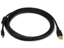 Monoprice USB 2.0 Type-A to Mini-B 5-Pin Cable, with Ferrite 6 Feet, Black  picture