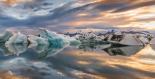 Landscape jokulsarlon iceberg reflection nature sunset Custom Gaming Mat Desk picture