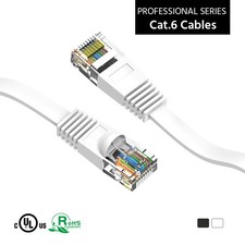 3Ft CAT6 Flat Ethernet Network Cable White picture
