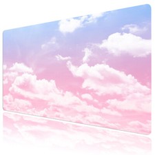 Fantasy Pink Mouse Pad White Cloud Desk Mat for Keyboard and Mouse Desk Pad picture