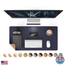 RENMTURE Dual-Sided Mouse Pad Natural Cork & PU Leather Dark Blue 32