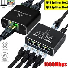 RJ45 Gigabit Ethernet Splitter 1000Mbps LAN Network Internet 1 to 4 Out Adapter picture