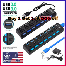 7 Port USB 2.0 / 3.0 Hub Splitter Adapter High Speed For PC Laptop Mac Desktop picture