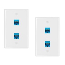 iwillink 2-Pack Cat6A Ethernet Wall Plate, 2-Port RJ45 Wall Plate, Blue | 2-P... picture