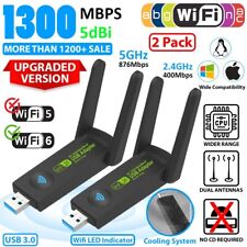 USB 3.0 WIFI Adapter 1300mbps Wireless Dongle Dual Band 2.4G/5G Dual Antenna NEW picture