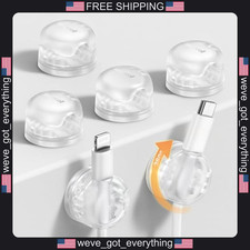 6 Pack Clear Rotatable Cable Clips for Desk and Office Management picture