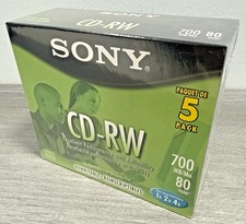 Sony CD-RW Rewritable CDs 5CDRW700L 700MB 80 Min Pack of 5 picture