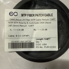 Enconnex OM4 24-Fiber MTP-MTP Polarity B Multimode Cable Plenum 124 Ft Aqua– New picture