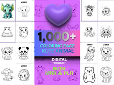 1,000+ Kute Animal Coloring Pages Bundle | 11 Books Mega Pack | MRR PLR Resell  picture