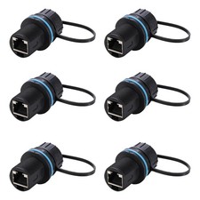 6PCS Waterproof CAT6 RJ45 Bulkhead Ethernet Coupler Shielded Panel Mount Gold picture