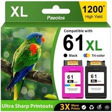 Paeolos 61XL Ink Cartridges Combo Pack for HP Printers, Black & Color, 2-Pack picture