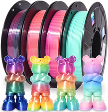 Silk Matte Rainbow PLA Filament 1.75mm 4 Pack Multicolor 200g Spools 3D Printer picture