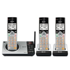 Cordless Phone DECT 6.0 Expandable Answering System 3 Handsets AT&T Silver Black picture